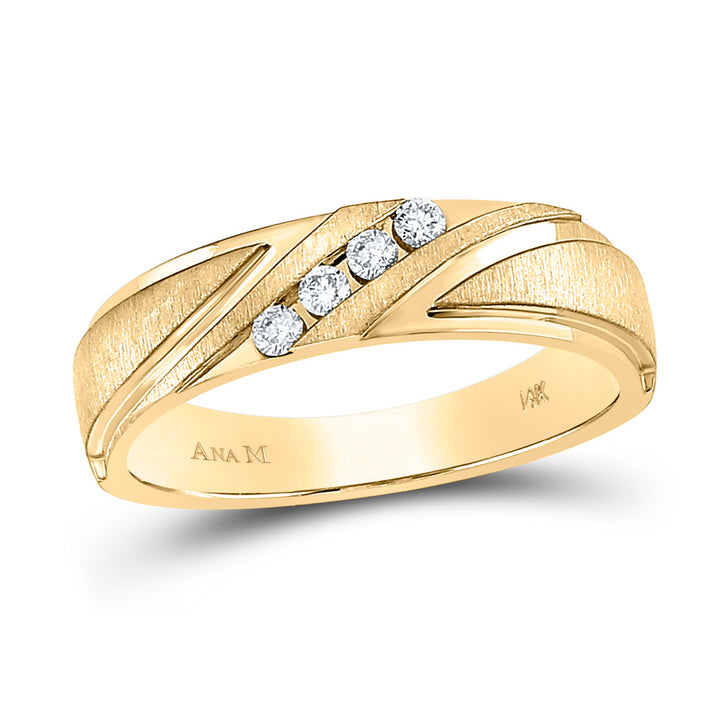 14kt Yellow Gold Mens Round Diamond Wedding Channel-Set Band Ring 1/6 Cttw