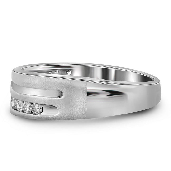 10kt White Gold Mens Round Diamond Wedding Band Ring 1 Cttw