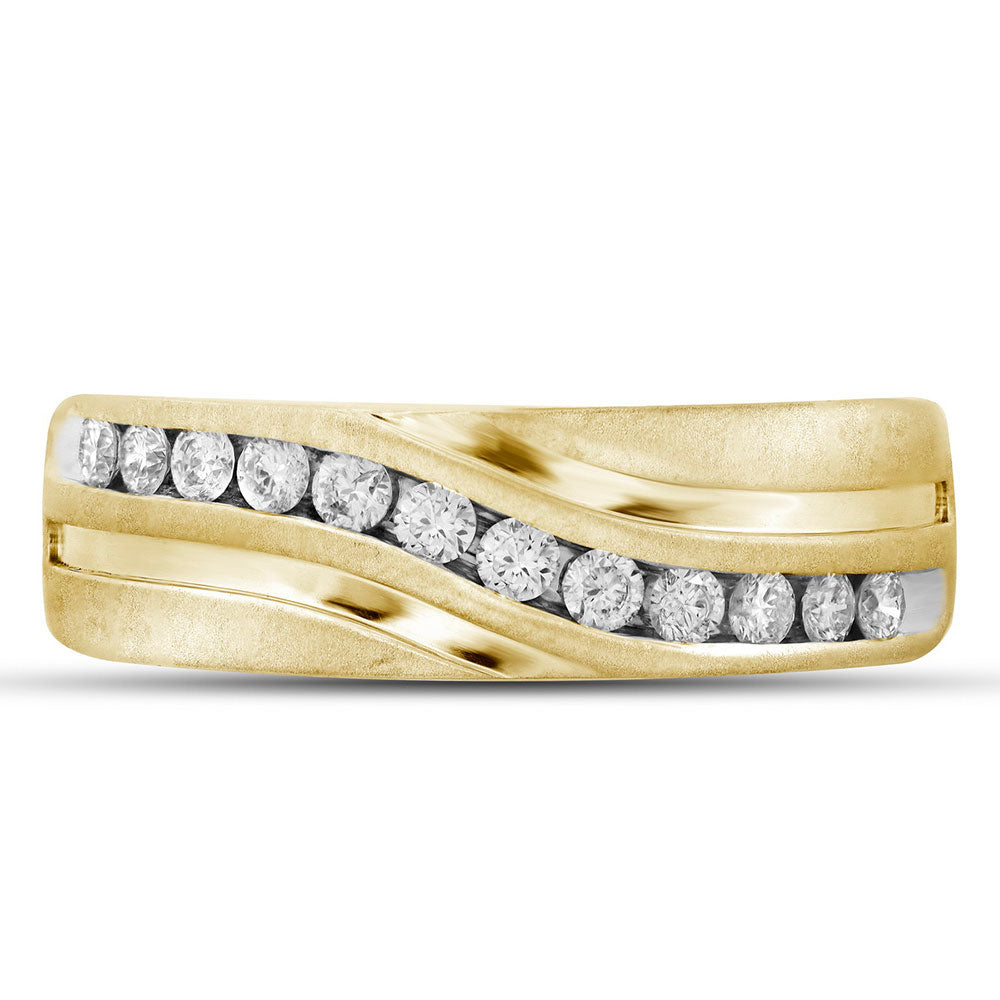 10kt Yellow Gold Mens Round Diamond Wedding Band Ring 1 Cttw