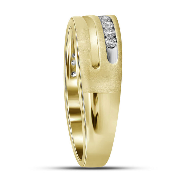 10kt Yellow Gold Mens Round Diamond Wedding Band Ring 1 Cttw