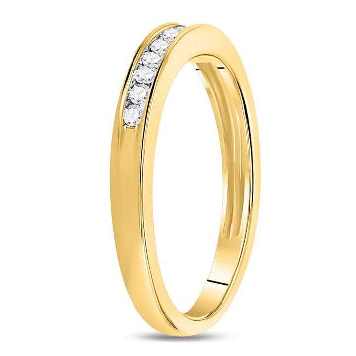 14kt Yellow Gold Womens Round Channel-set Diamond Wedding Band 1/6 Cttw