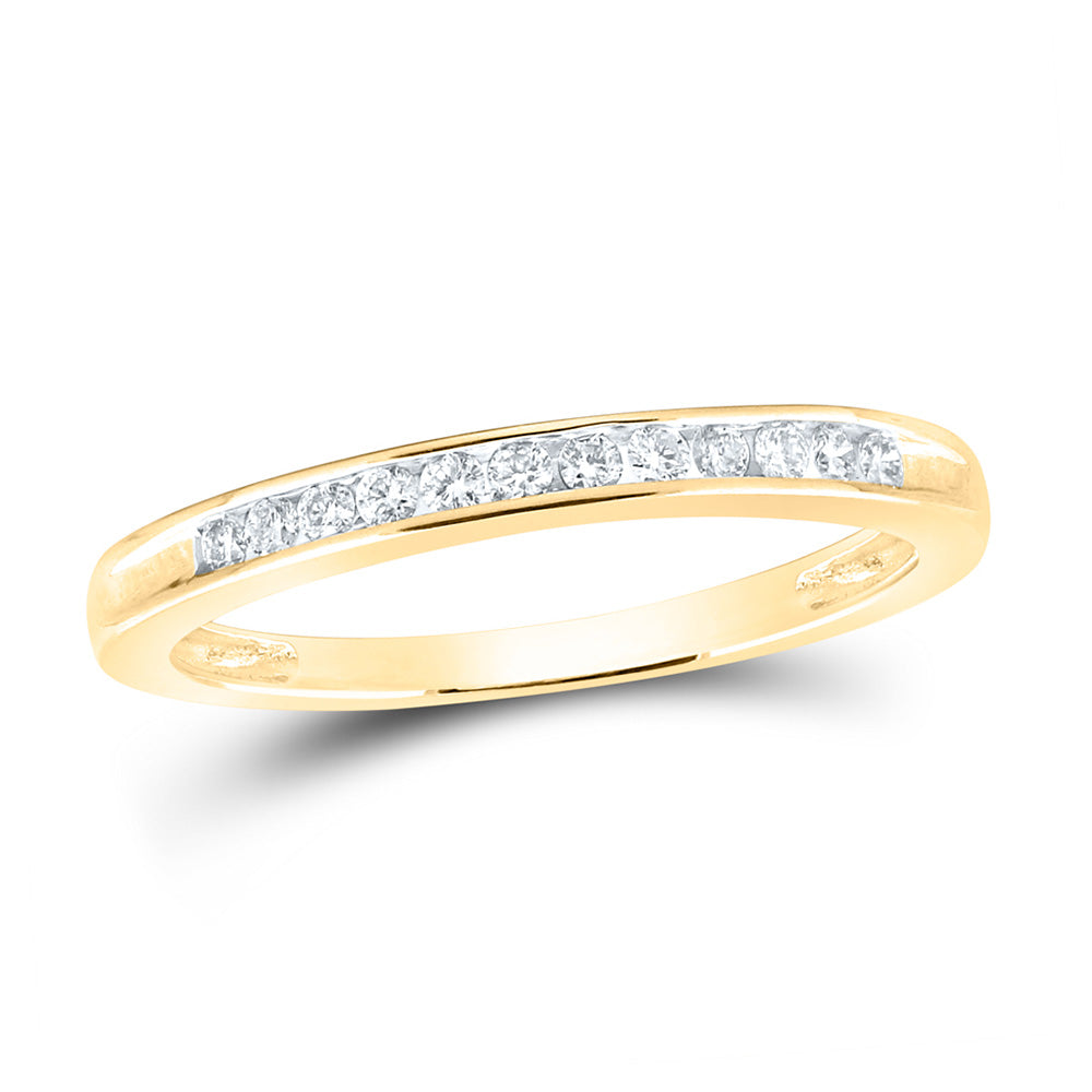 14kt Yellow Gold Womens Round Channel-set Diamond Wedding Band 1/6 Cttw