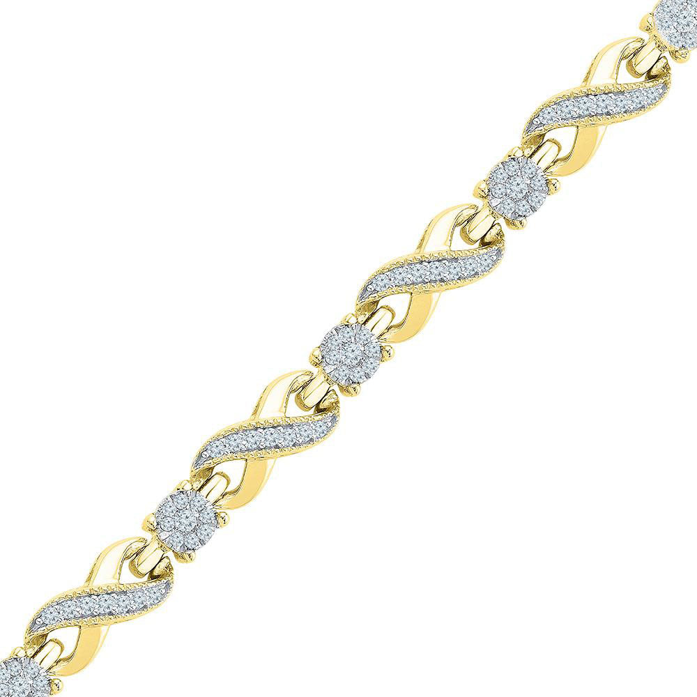 10kt Yellow Gold Womens Round Diamond Link Infinity Bracelet 1 Cttw