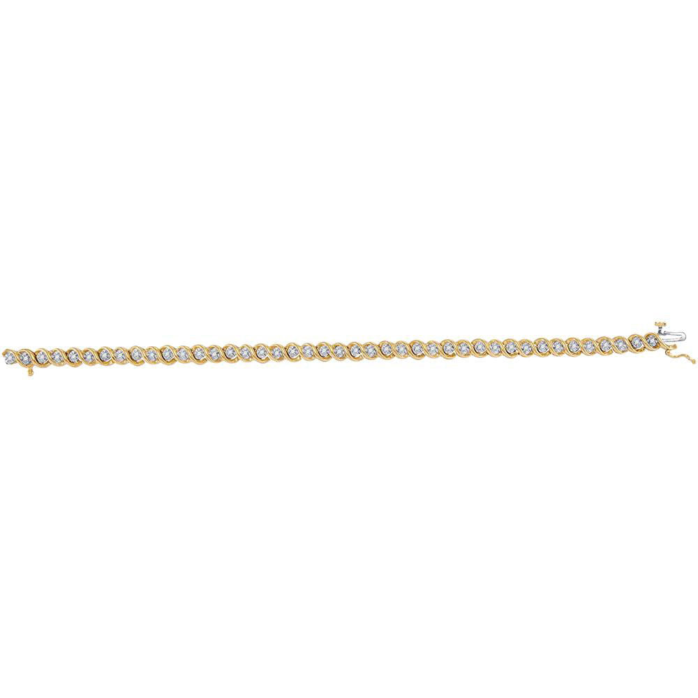 10kt Yellow Gold Womens Round Diamond Tennis Bracelet 1/2 Cttw