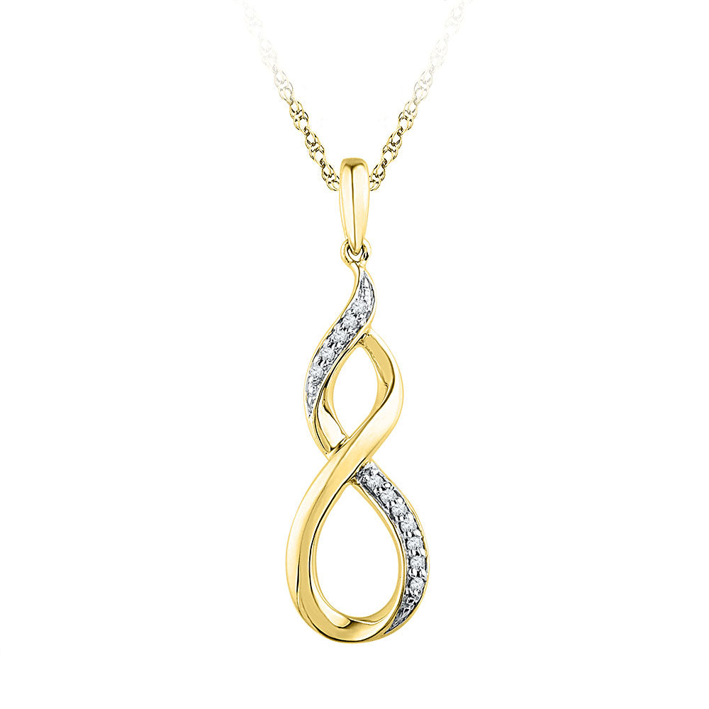 10kt Yellow Gold Womens Round Diamond Twist Fashion Pendant 1/20 Cttw