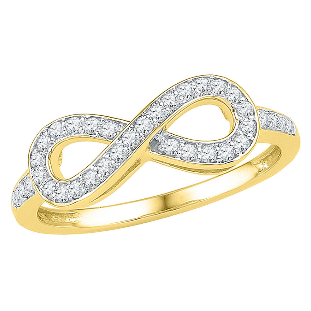 10kt Yellow Gold Womens Round Diamond Infinity Ring 1/5 Cttw