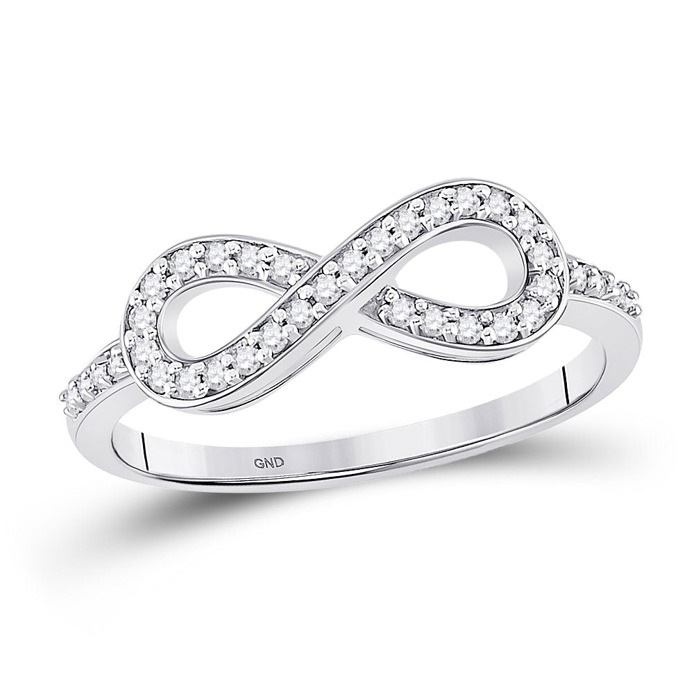 10kt White Gold Womens Round Diamond Infinity Ring 1/5 Cttw