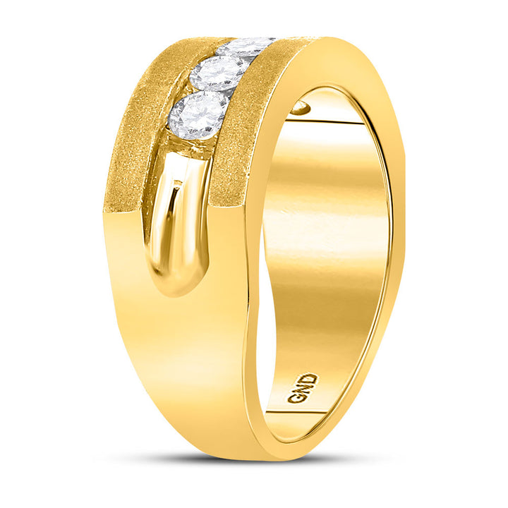 10k Yellow Gold Mens Round Diamond Single Row 5-Stone Wedding Band Ring 1/2 Cttw