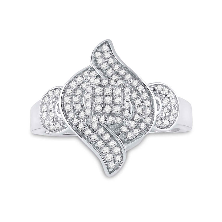 Sterling Silver Womens Round Diamond Fashion Ring 1/3 Cttw