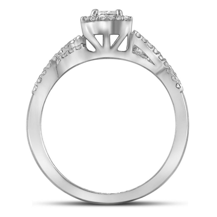14kt White Gold Princess Diamond Bridal Wedding Ring Band Set 1/3 Cttw