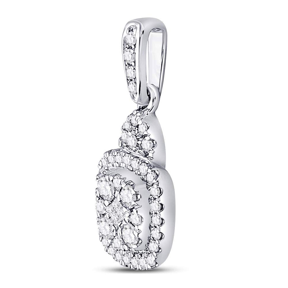 14kt White Gold Womens Princess Diamond Fashion Cluster Pendant 3/8 Cttw