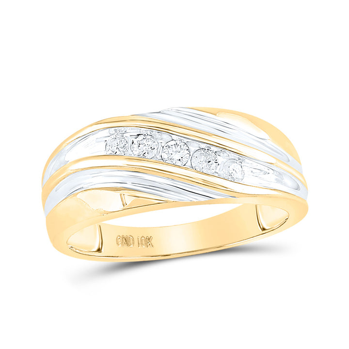 10kt Yellow Gold Mens Round Diamond Wedding Band Ring 1/4 Cttw